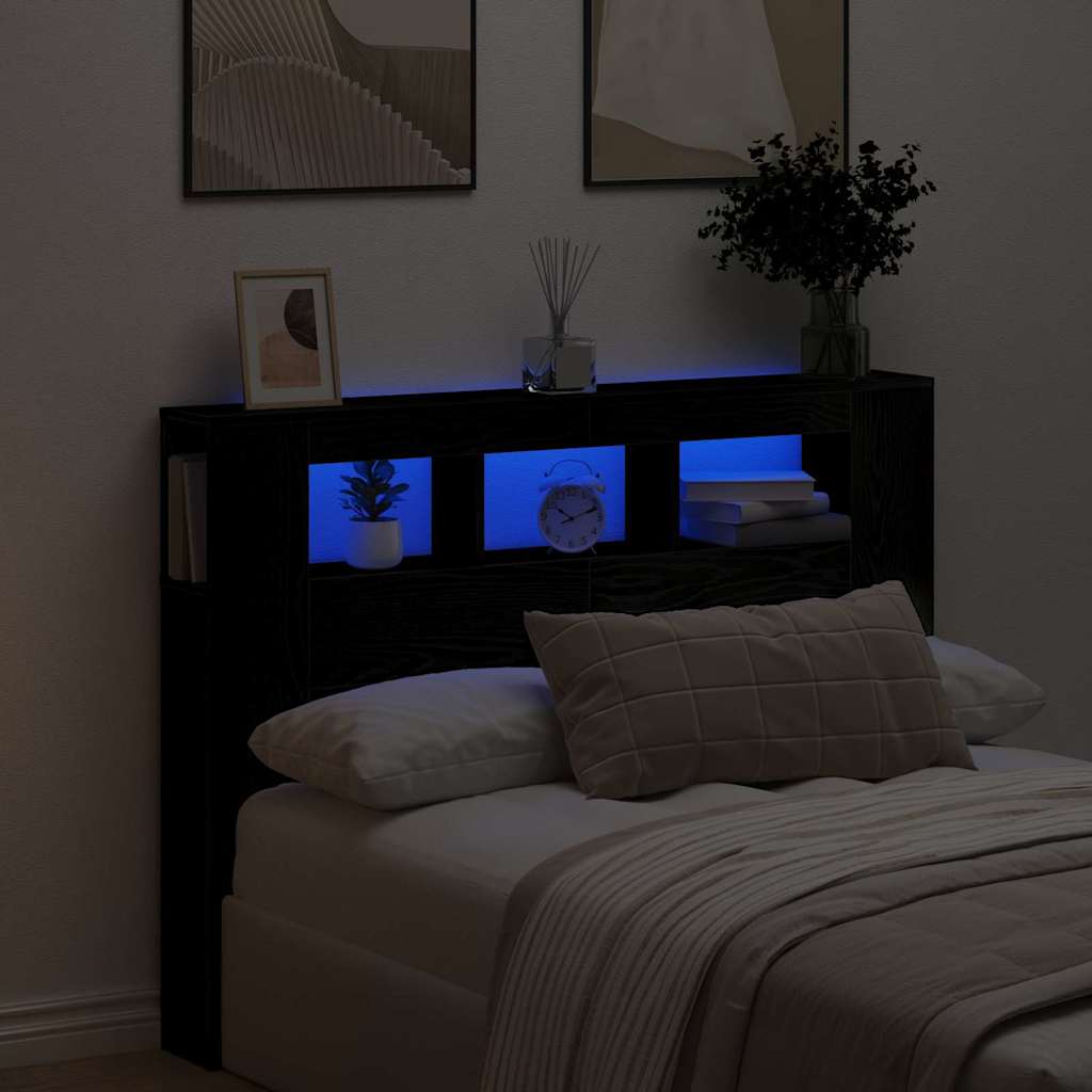 LED ágytámla Musta tammi 140 x 18,5 x 103,5 cm Faanyag