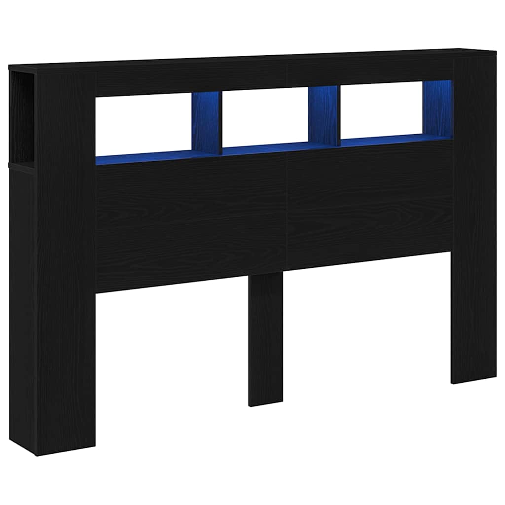 LED ágytámla Musta tammi 160 x 18,5 x 103,5 cm Faanyag