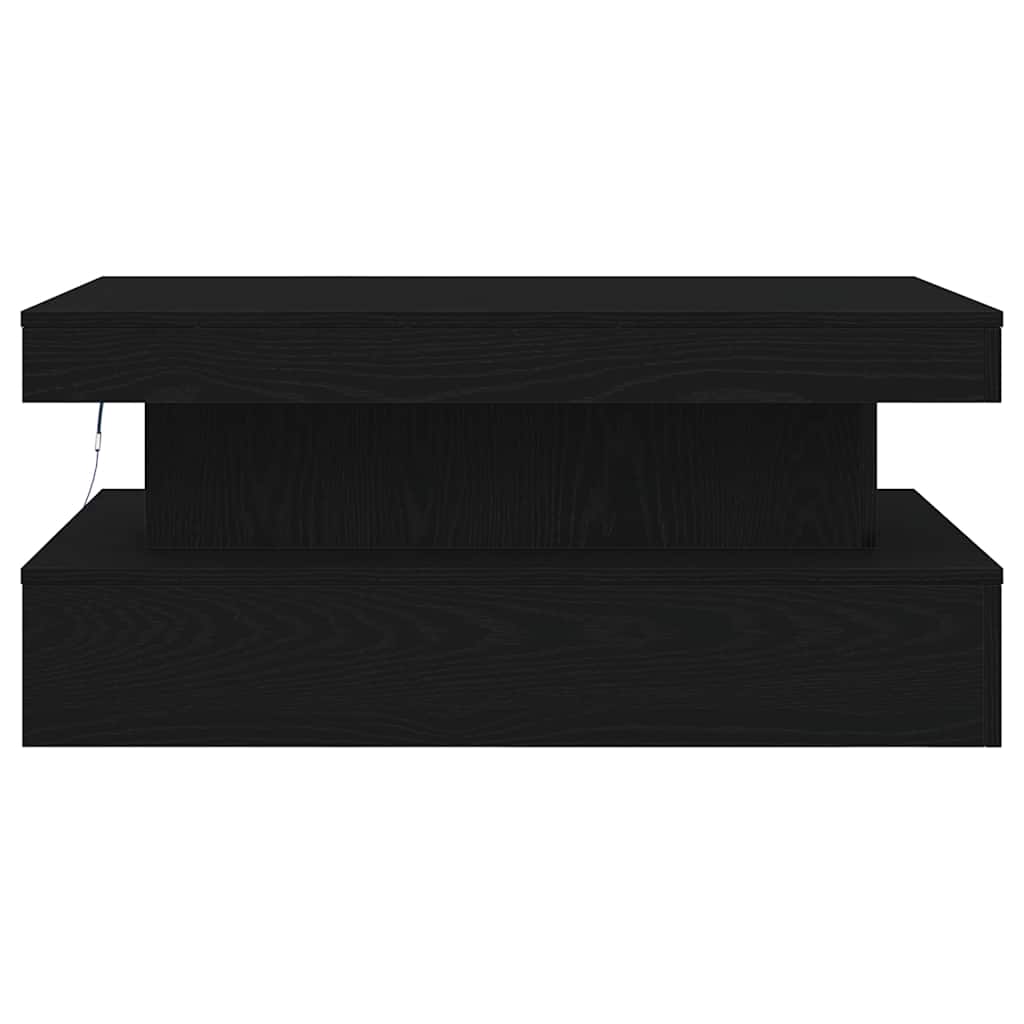 fekete tölgy dohányzóasztal LED-lámpákkal 90x50x40 cm