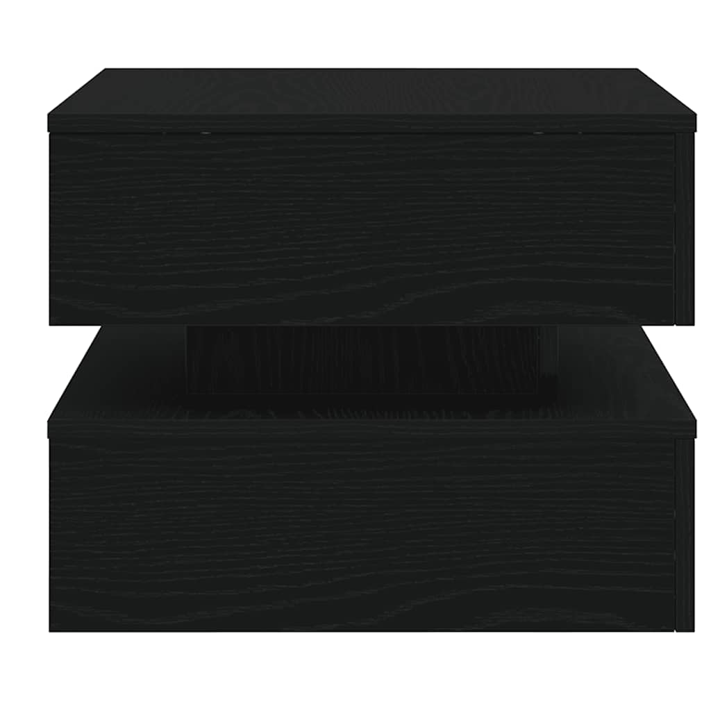 fekete tölgyszínű dohányzóasztal LED-lámpákkal 50 x 50 x 40 cm