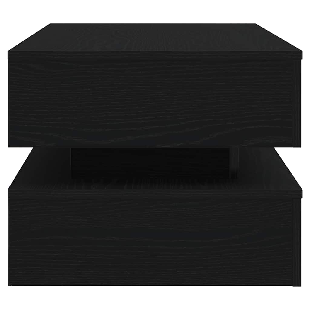 fekete tölgy dohányzóasztal LED-lámpákkal 90x50x40 cm