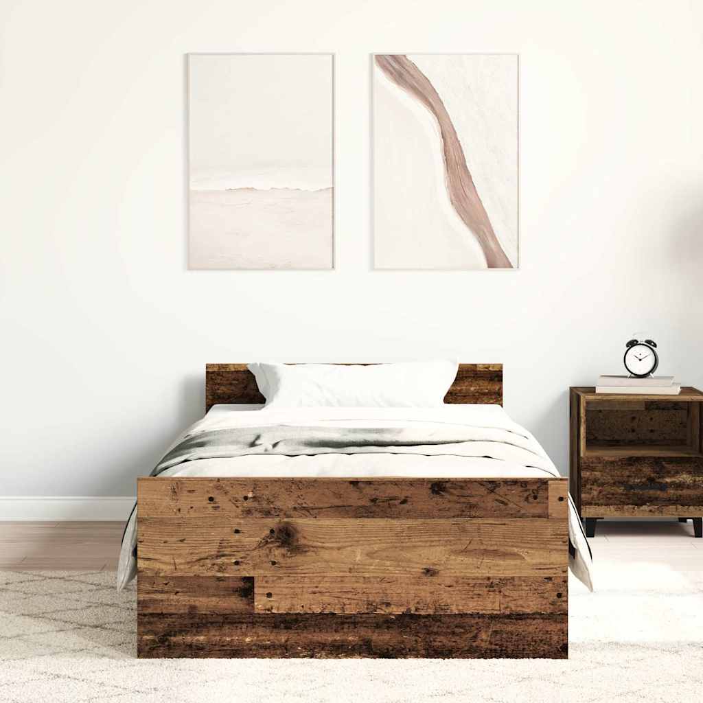 antik fa szerelt fa ágykeret matrac nélkül 75x190 cm
