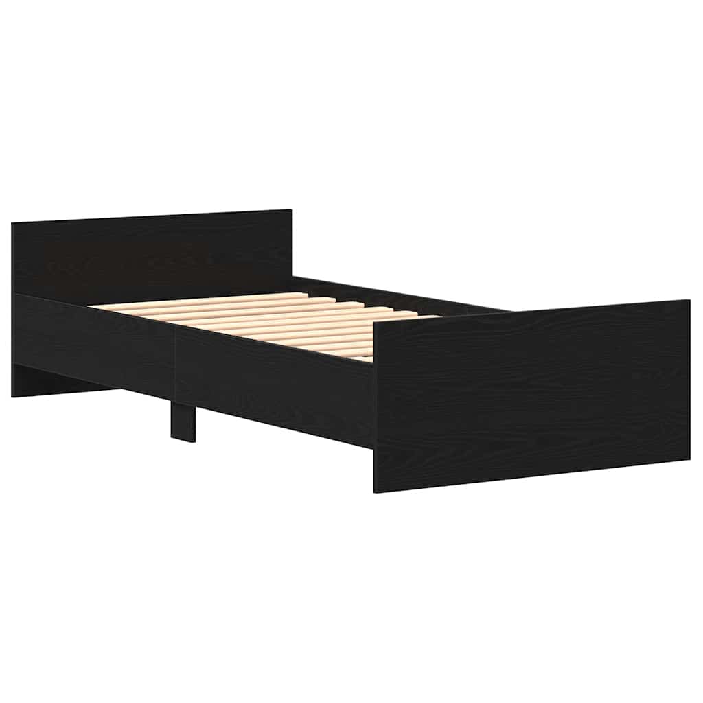fekete tölgy színű szerelt fa ágykeret matrac nélkül 75x190 cm