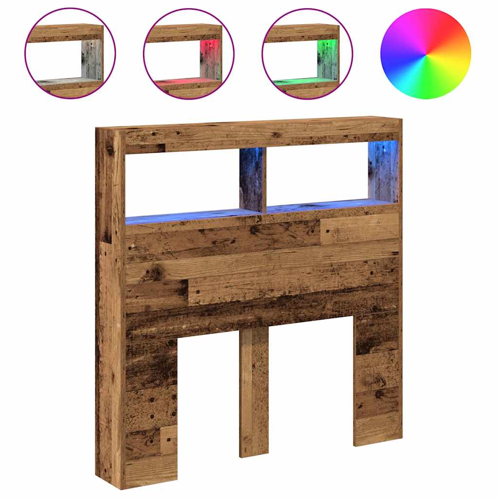antik fa áthidalószekrény LED-világítással 100 x 17 x 102 cm