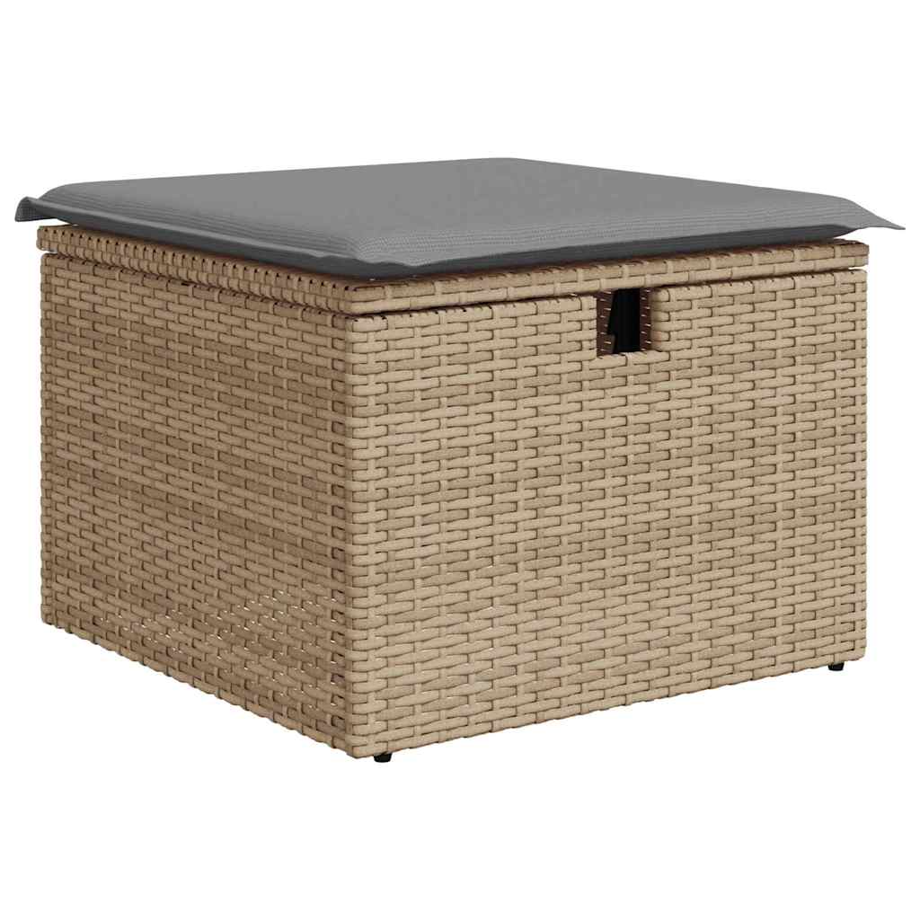 10 részes bézs polyrattan kerti ülőgarnitúra párnával