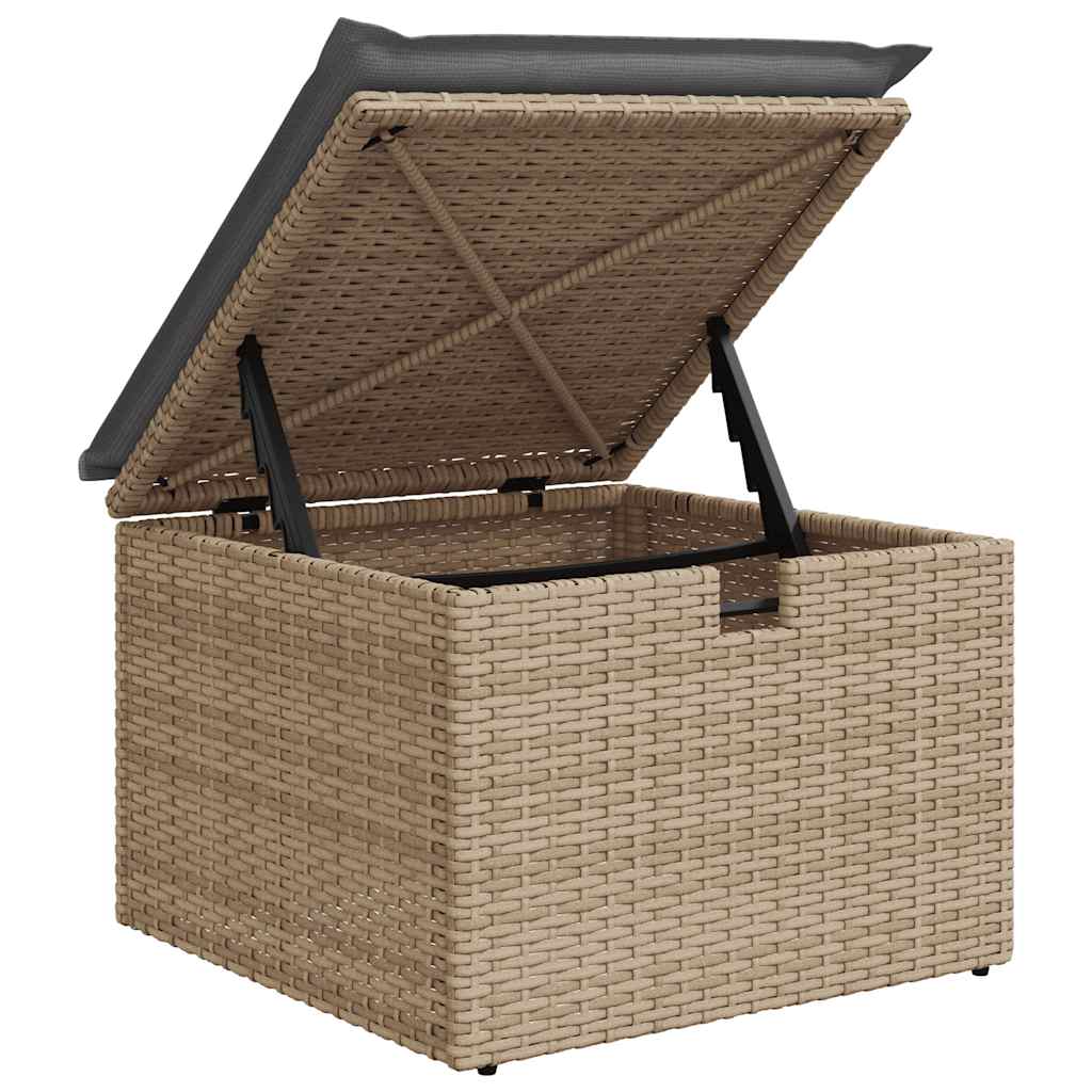 10 részes bézs polyrattan kerti ülőgarnitúra párnával