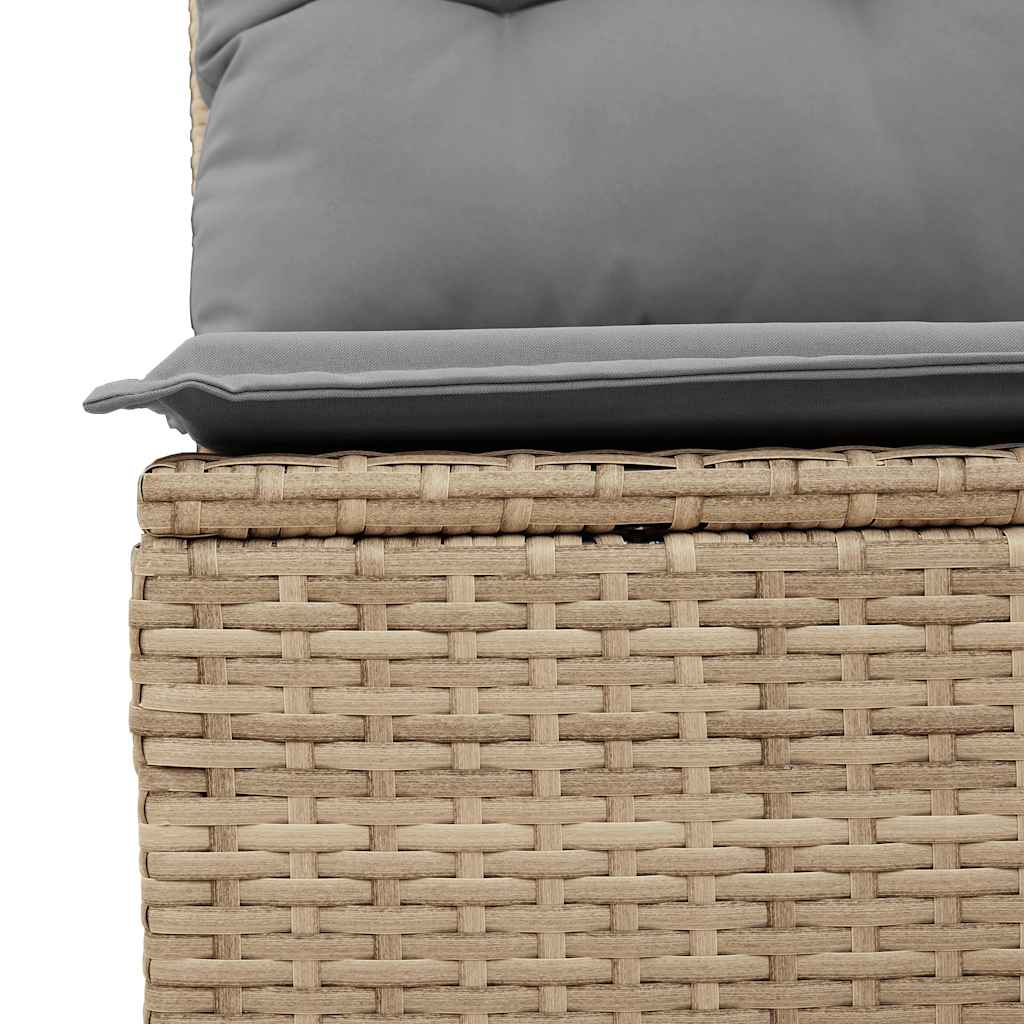 10 részes bézs polyrattan akácfa kerti ülőgarnitúra párnával
