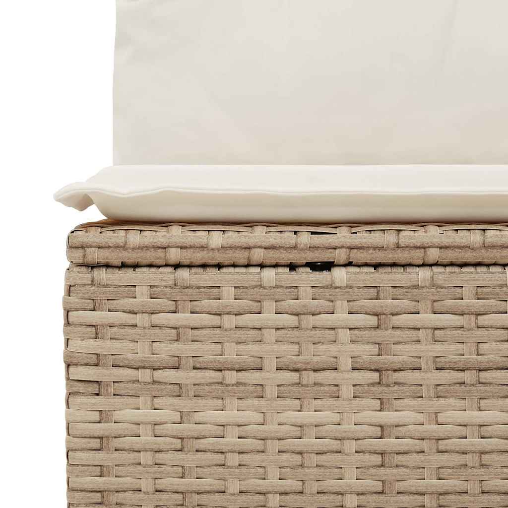 10 részes bézs polyrattan akácfa kerti ülőgarnitúra párnával