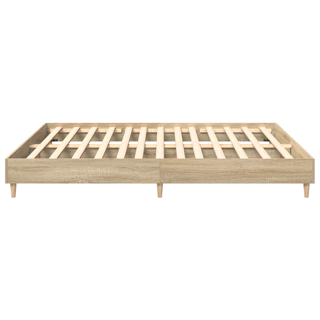 sonoma tölgyszínű szerelt fa ágykeret matrac nélkül 200x200 cm