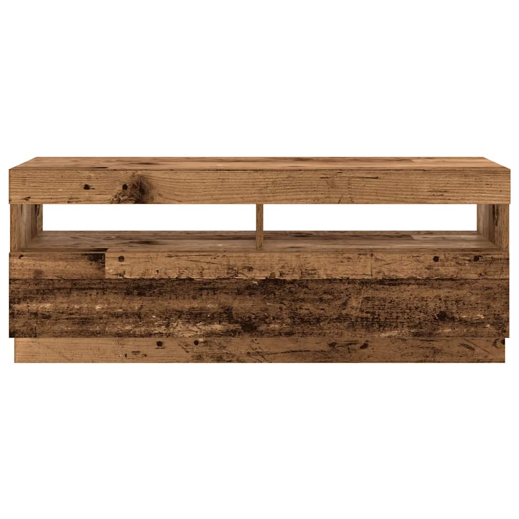 antik fa színű szerelt fa TV-szekrény LED-ekkel 300x35x40 cm