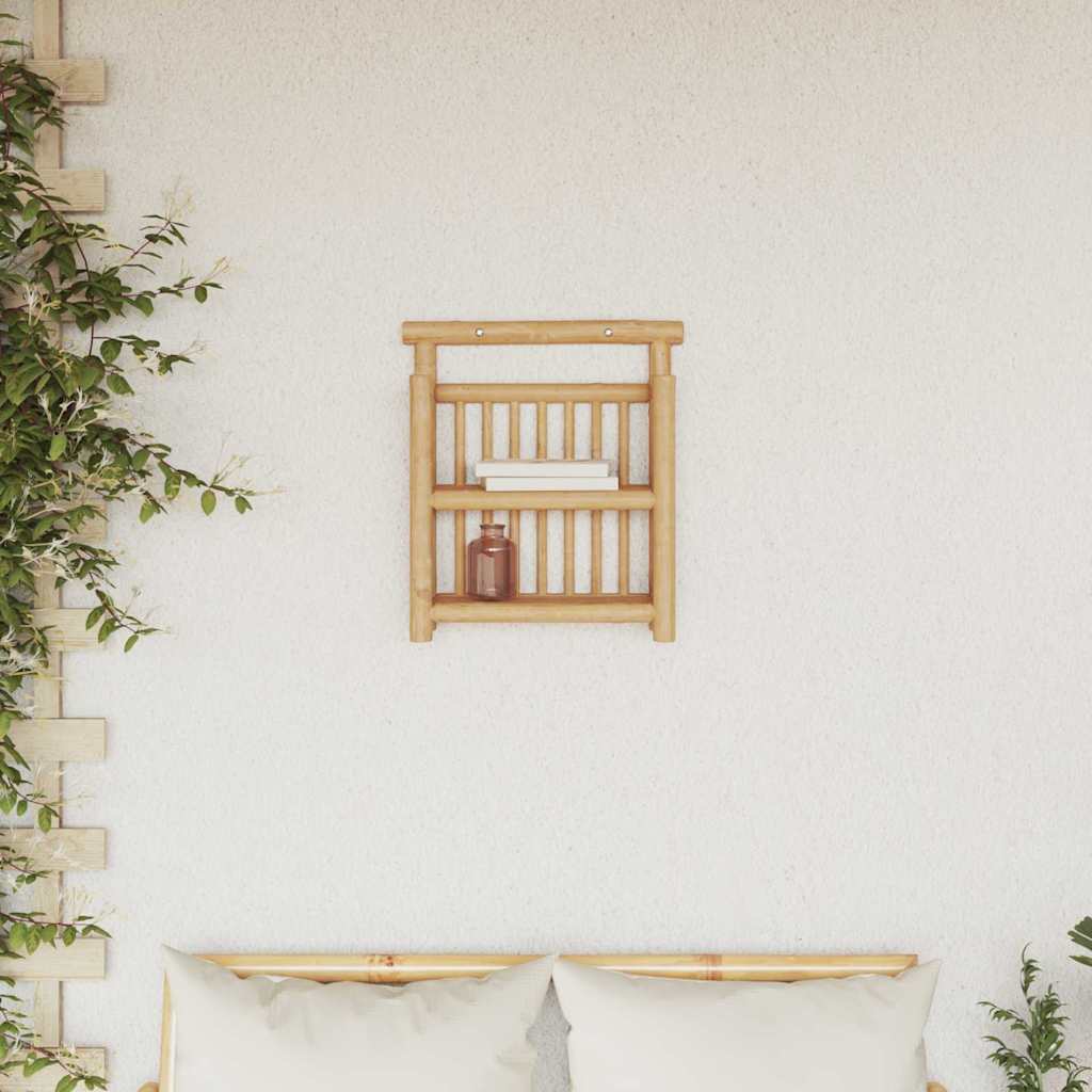 Falpolc polcokkal tárolóval Barna 40 x 13 x 44 cm bambusz