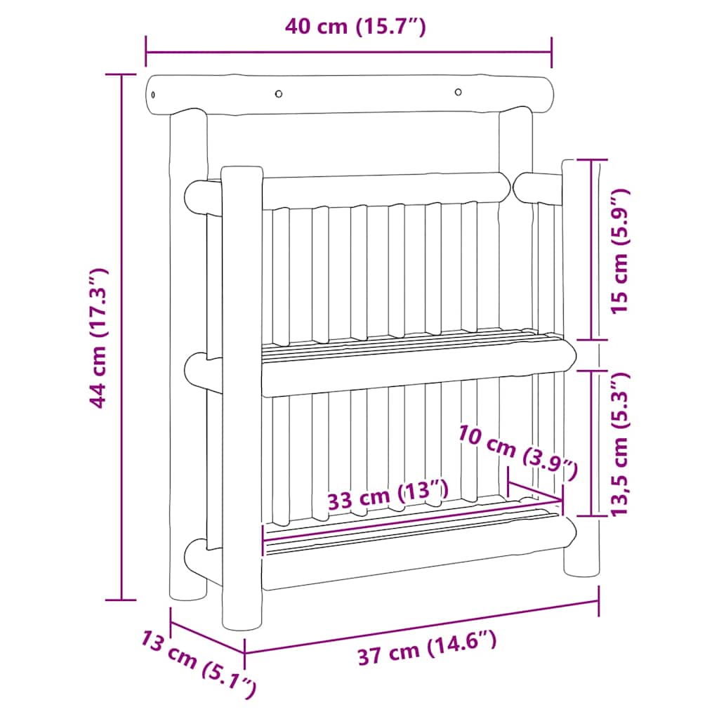 Falpolc polcokkal tárolóval Barna 40 x 13 x 44 cm bambusz