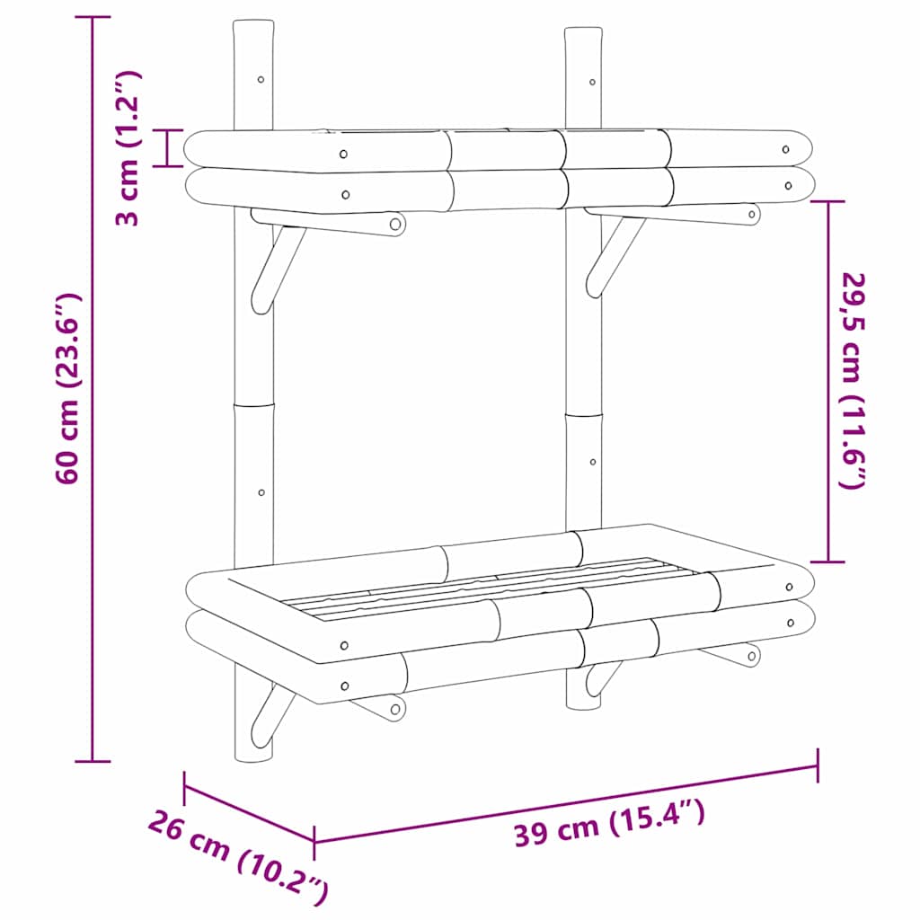 Falifiók polcokkal tárolóval Barna 45 x 26 x 60 cm bambusz