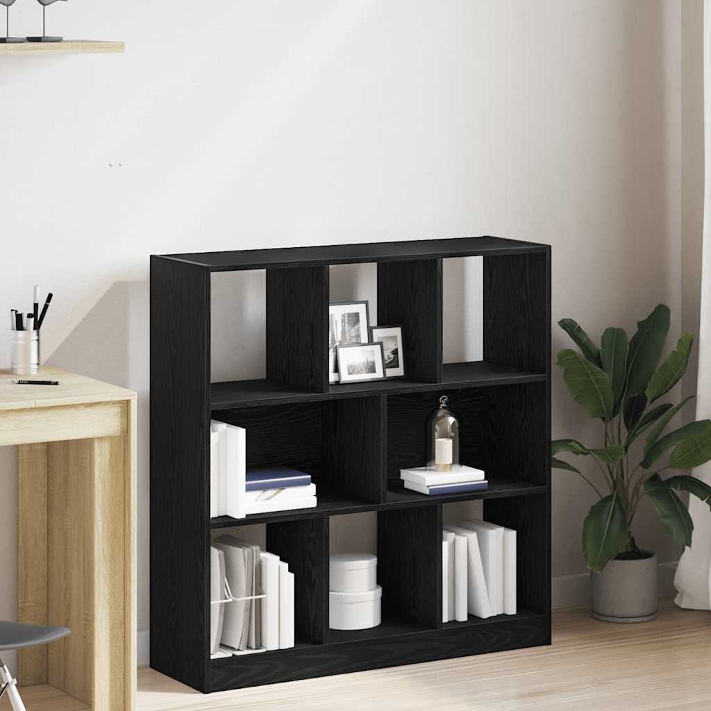 fekete tölgy színű szerelt fa könyvszekrény 97,5x29,5x100 cm