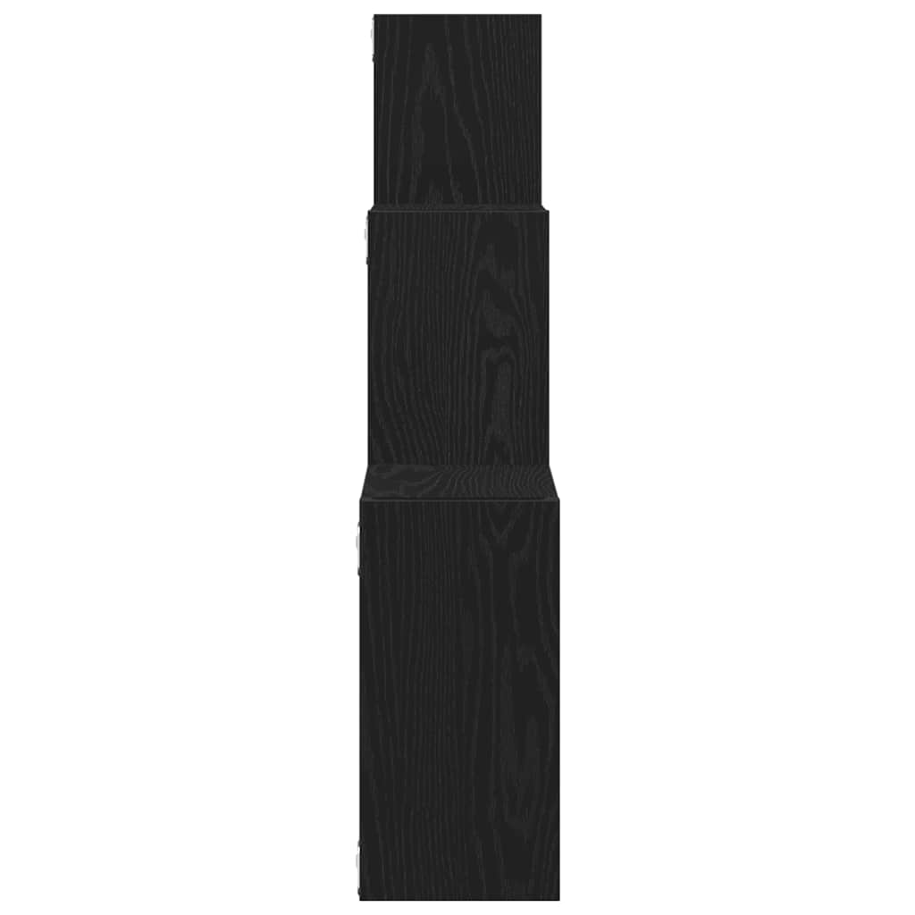 fekete tölgy színű szerelt fa fali kocka polcok 68x15x68 cm