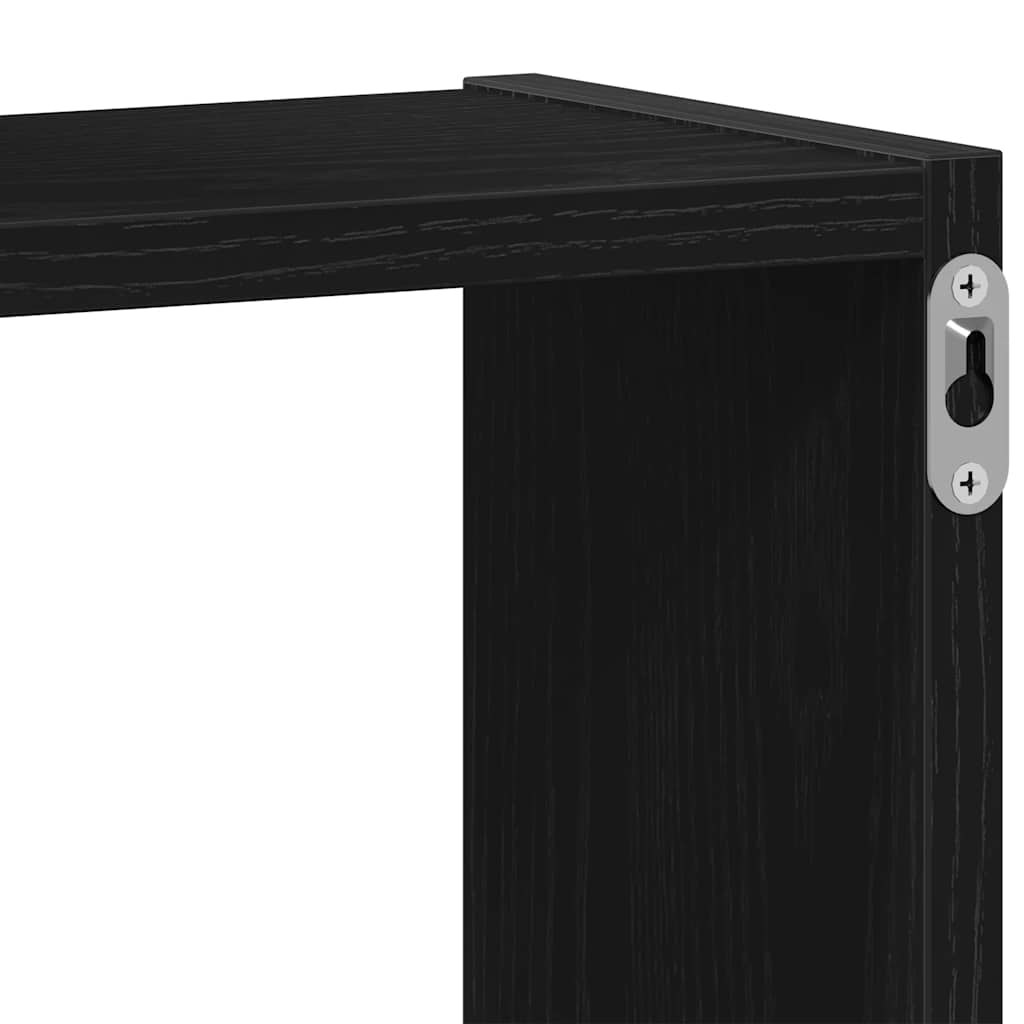 fekete tölgy színű szerelt fa fali kocka polcok 68x15x68 cm