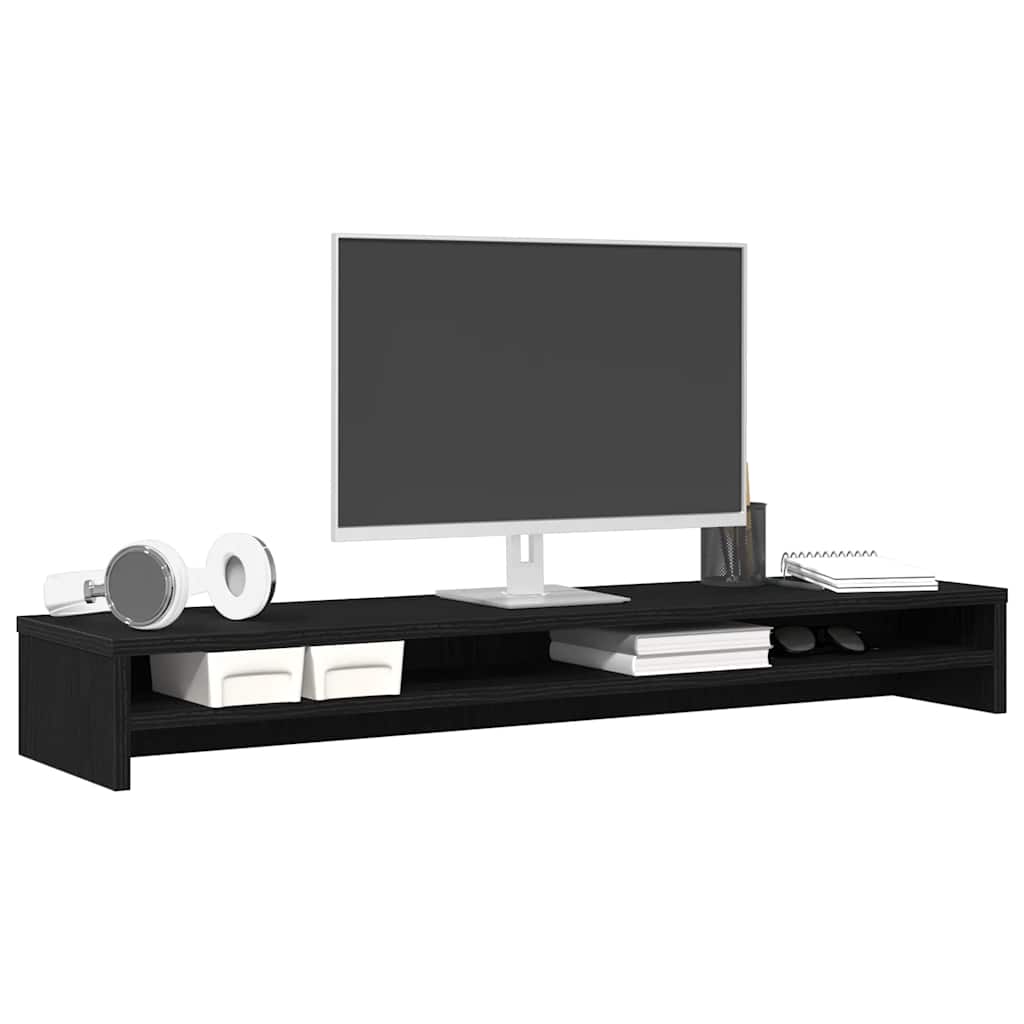 fekete tölgyfa monitorállvány 100 x 24 x 13 cm