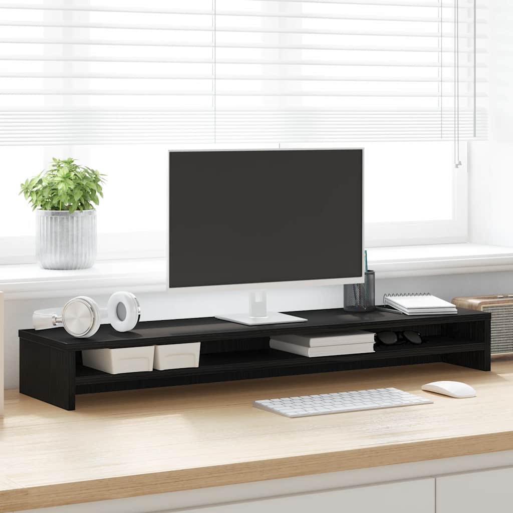 fekete tölgyfa monitorállvány 100 x 24 x 13 cm