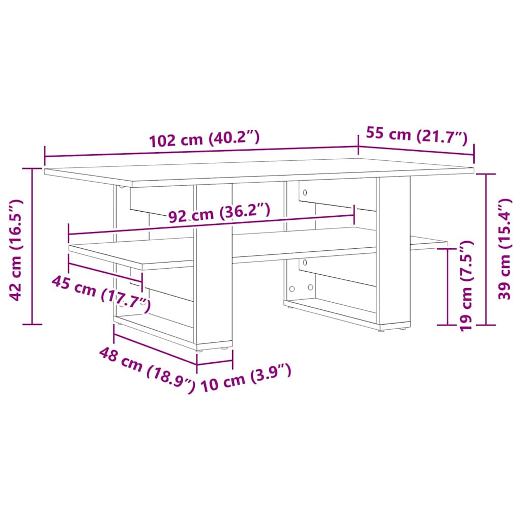 Dohányzóasztal Musta tammi 102 x 55 x 42 cm Faanyag