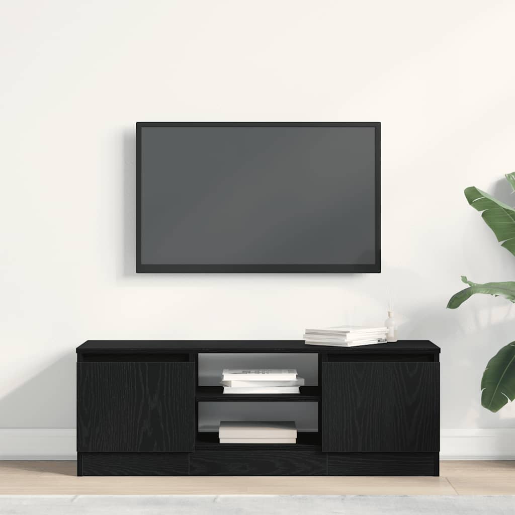 fekete tölgy színű szerelt fa TV-szekrény 102x30x36 cm
