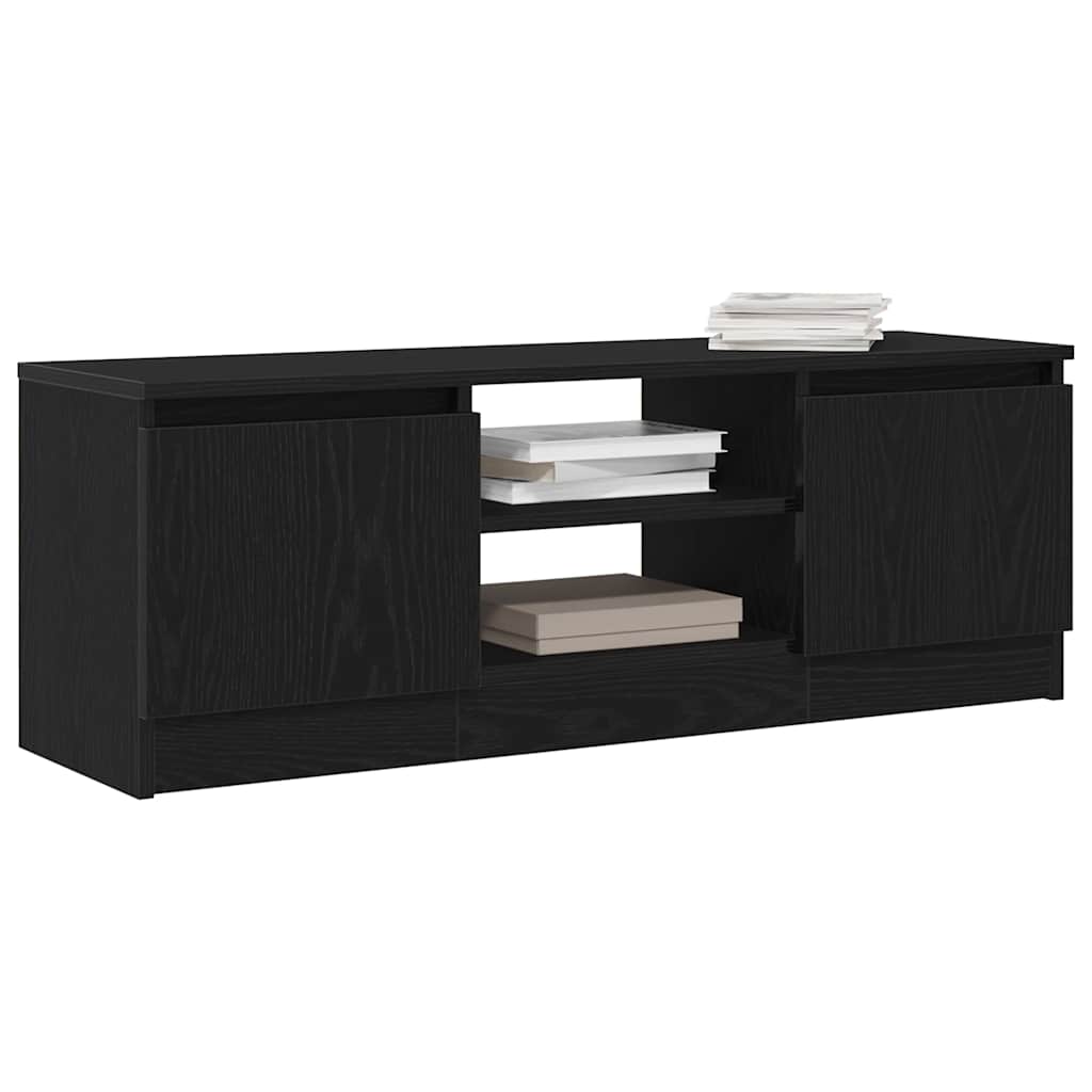 fekete tölgy színű szerelt fa TV-szekrény 102x30x36 cm