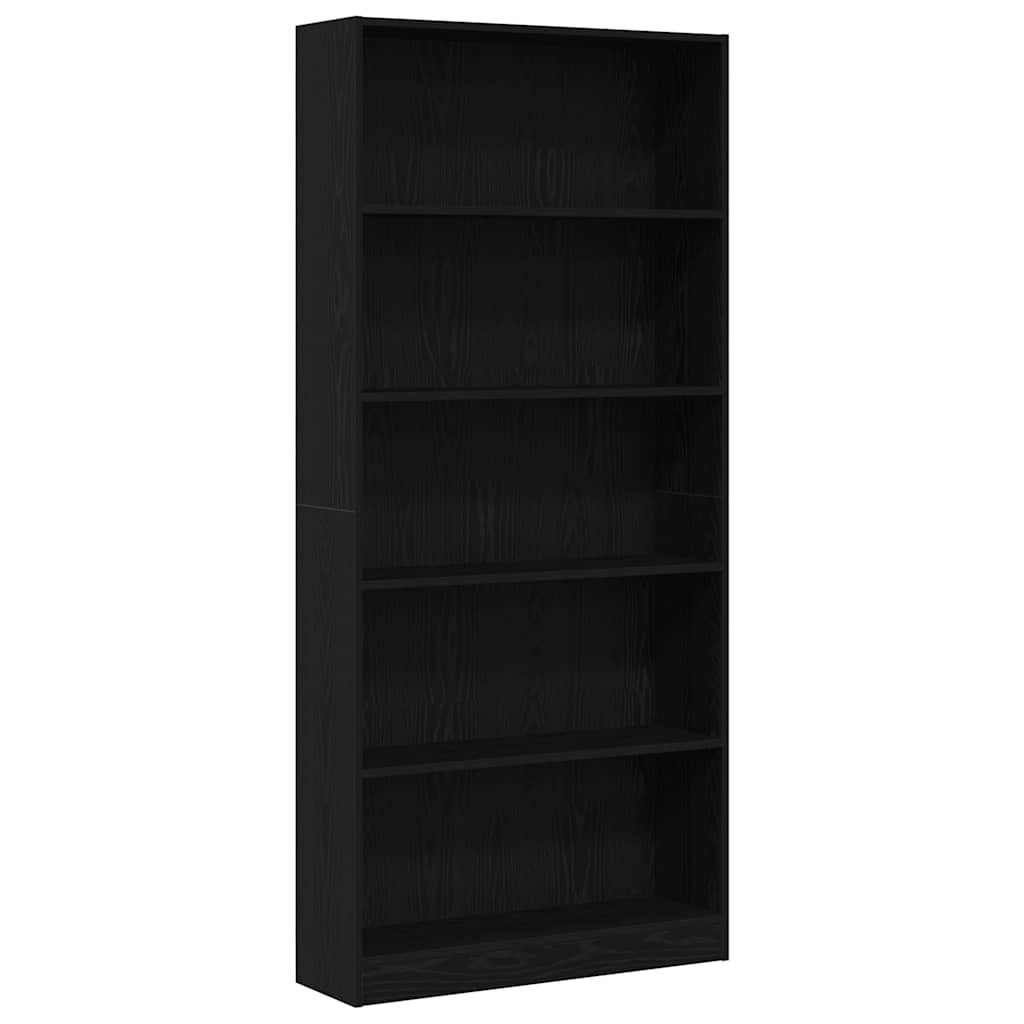 fekete tölgy szerelt fa könyvespolc 80x24x176 cm