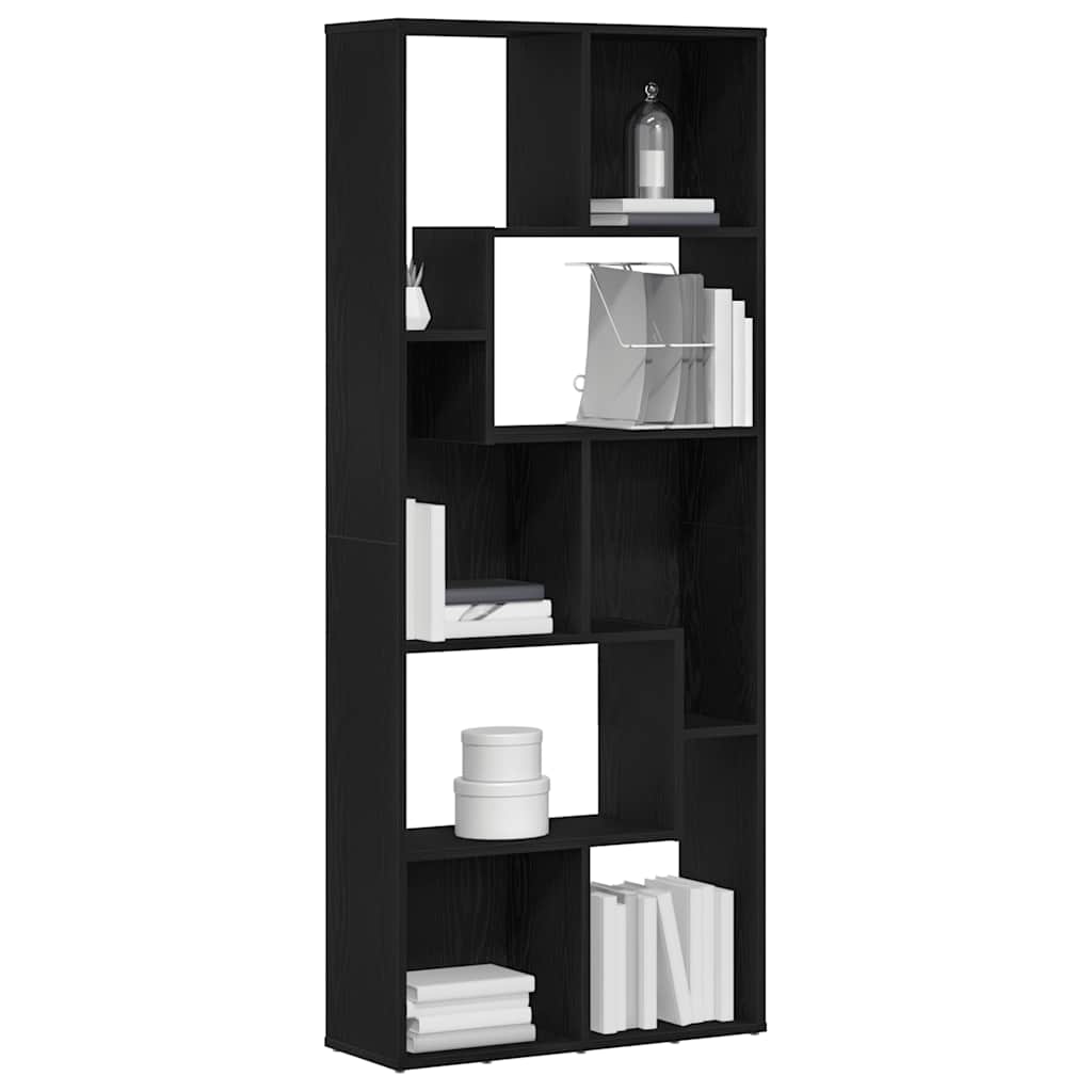 fekete tölgy színű szerelt fa könyvespolc 67 x 24 x 161 cm