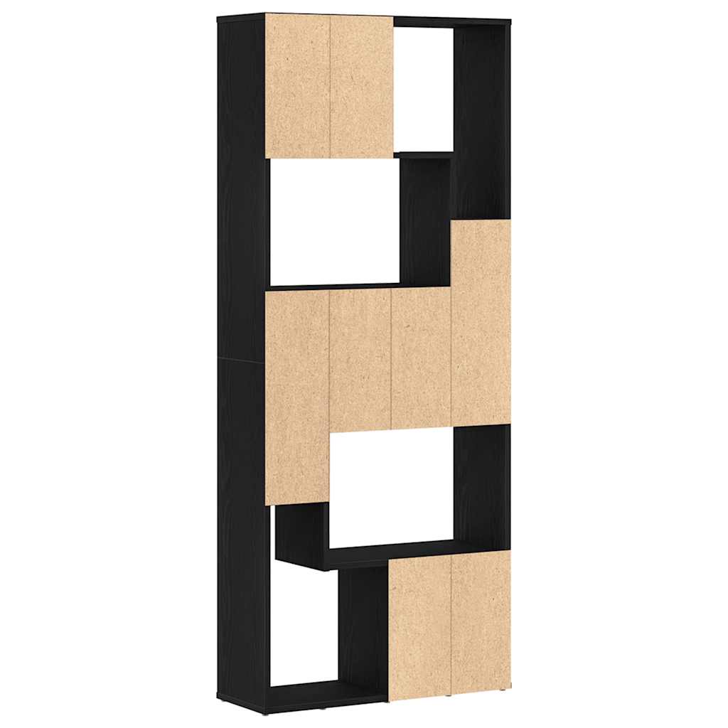 fekete tölgy színű szerelt fa könyvespolc 67 x 24 x 161 cm