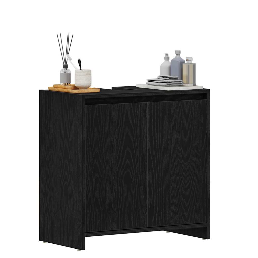 fekete tölgy színű szerelt fa fürdőszobaszekrény 60x33x60 cm