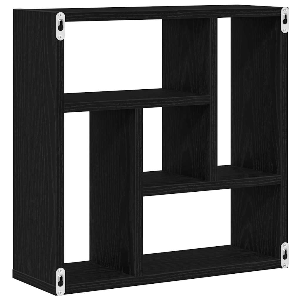 fekete tölgy színű szerelt fa fali polc 45x16x45 cm