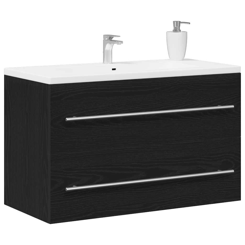 fekete tölgy színű szerelt fa mosdószekrény 80 x 38,5 x 48 cm