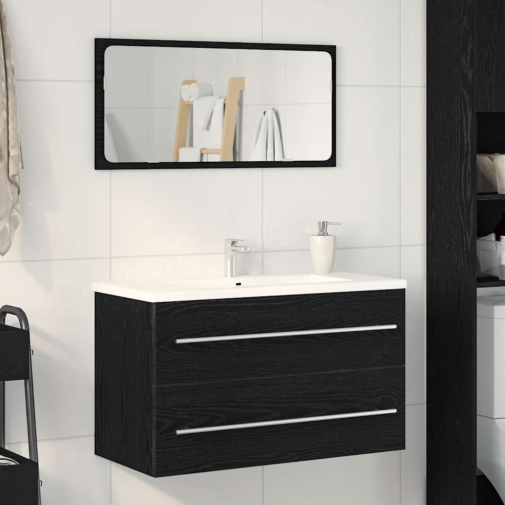 fekete tölgy színű szerelt fa mosdószekrény 80 x 38,5 x 48 cm