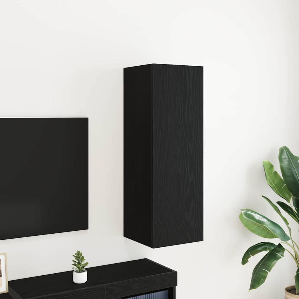 Tárolós fali TV szekrény Musta tammi 30.5 x 30 x 90 cm Faanyag