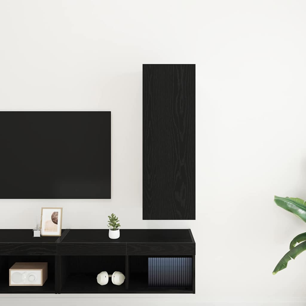 Tárolós fali TV szekrény Musta tammi 30.5 x 30 x 90 cm Faanyag