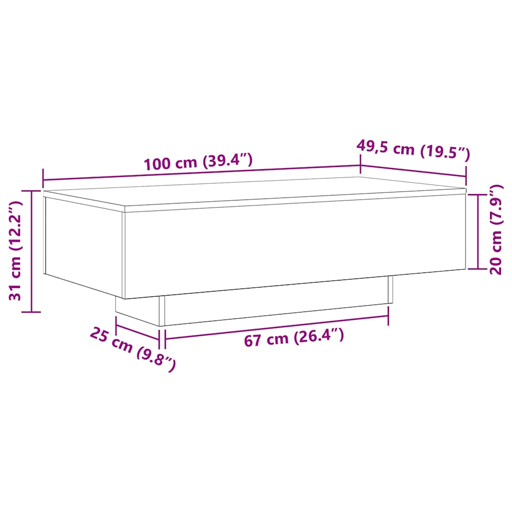 Dohányzóasztal Musta tammi 100 x 49.5 x 31 cm Faanyag