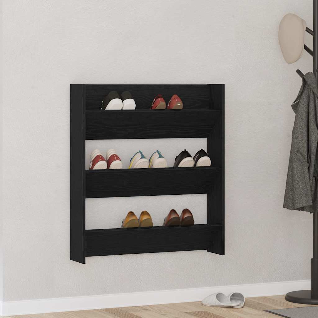 Fali cipőtartó 2 pcs Musta tammi 80 x 18 x 90 cm Faanyag