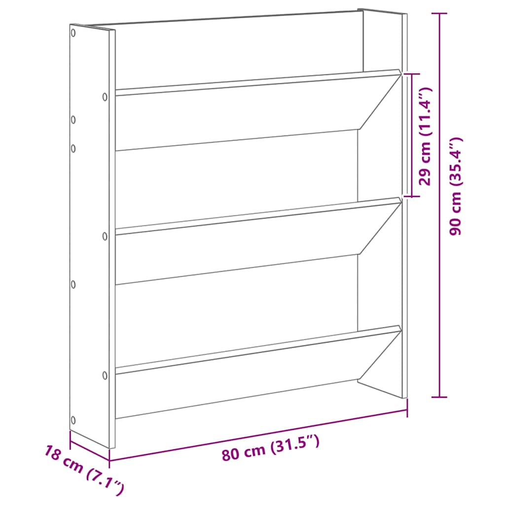 Fali cipőtartó 2 pcs Musta tammi 80 x 18 x 90 cm Faanyag
