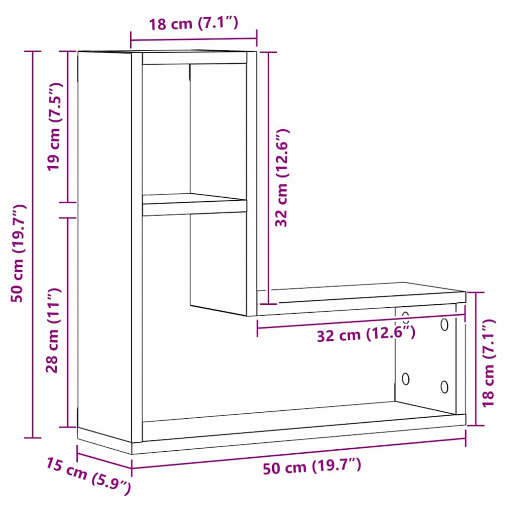 Falpolcok polcokkal 2 pcs Musta tammi 50 x 15 x 85 cm Faanyag