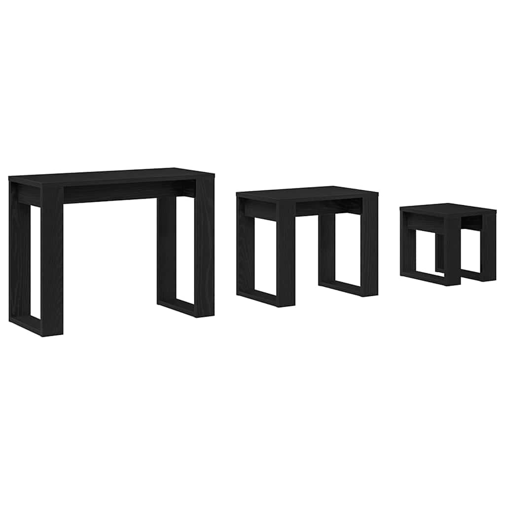 Fészekasztal 3 pcs Musta tammi 61 x 28 x 47 cm Faanyag