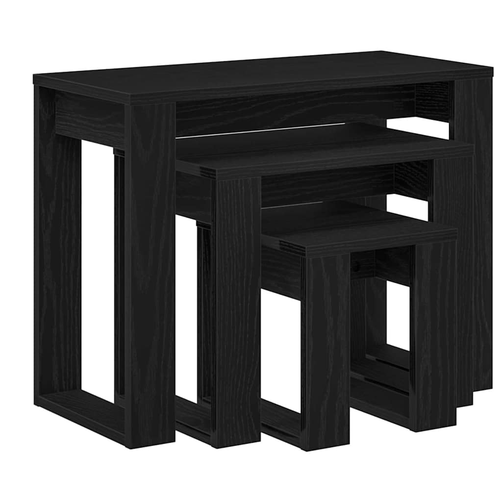 Fészekasztal 3 pcs Musta tammi 61 x 28 x 47 cm Faanyag