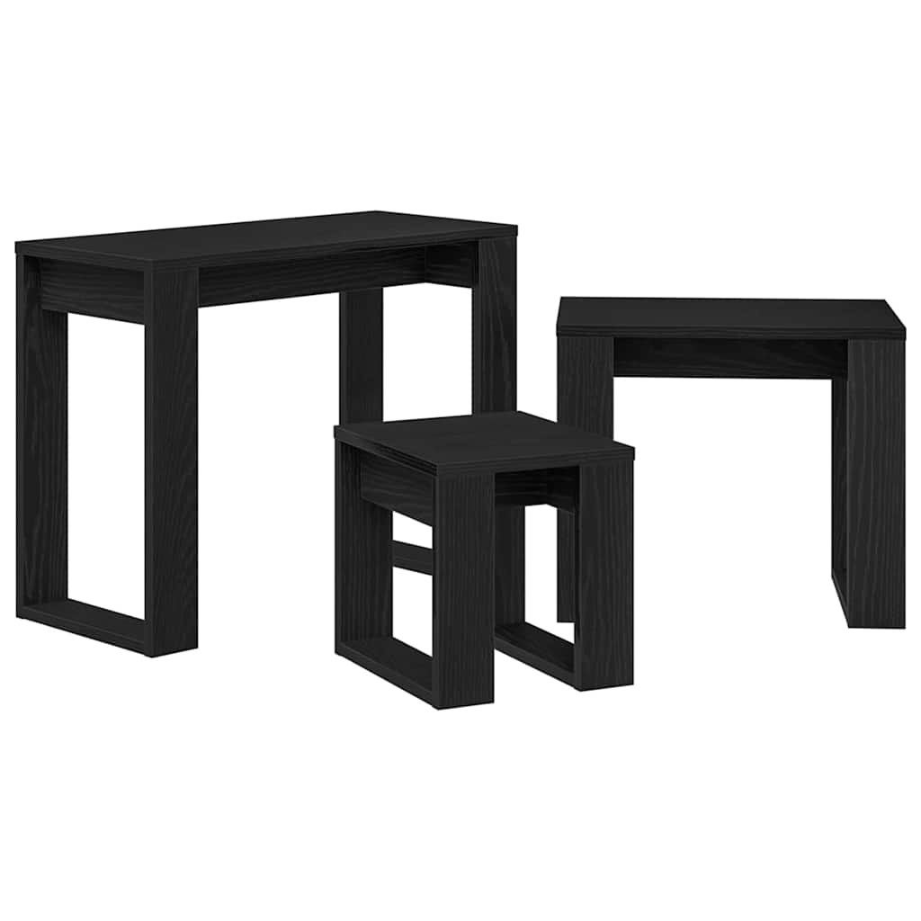 Fészekasztal 3 pcs Musta tammi 61 x 28 x 47 cm Faanyag
