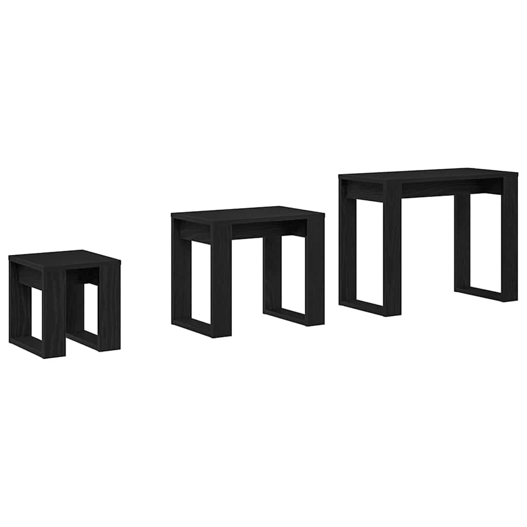 Fészekasztal 3 pcs Musta tammi 61 x 28 x 47 cm Faanyag