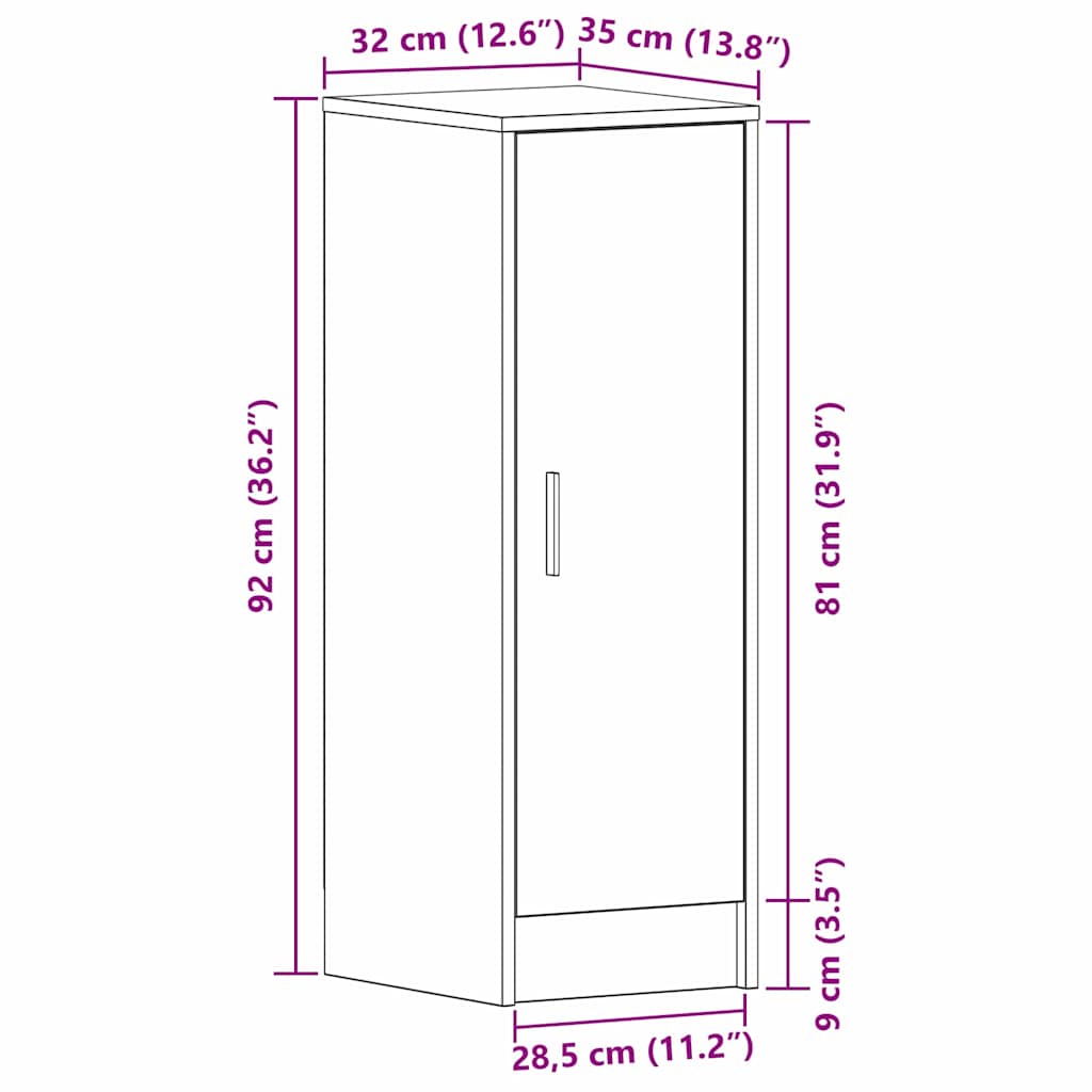 Cipősszekrény polcokkal Musta tammi 32 x 35 x 92 cm Faanyag