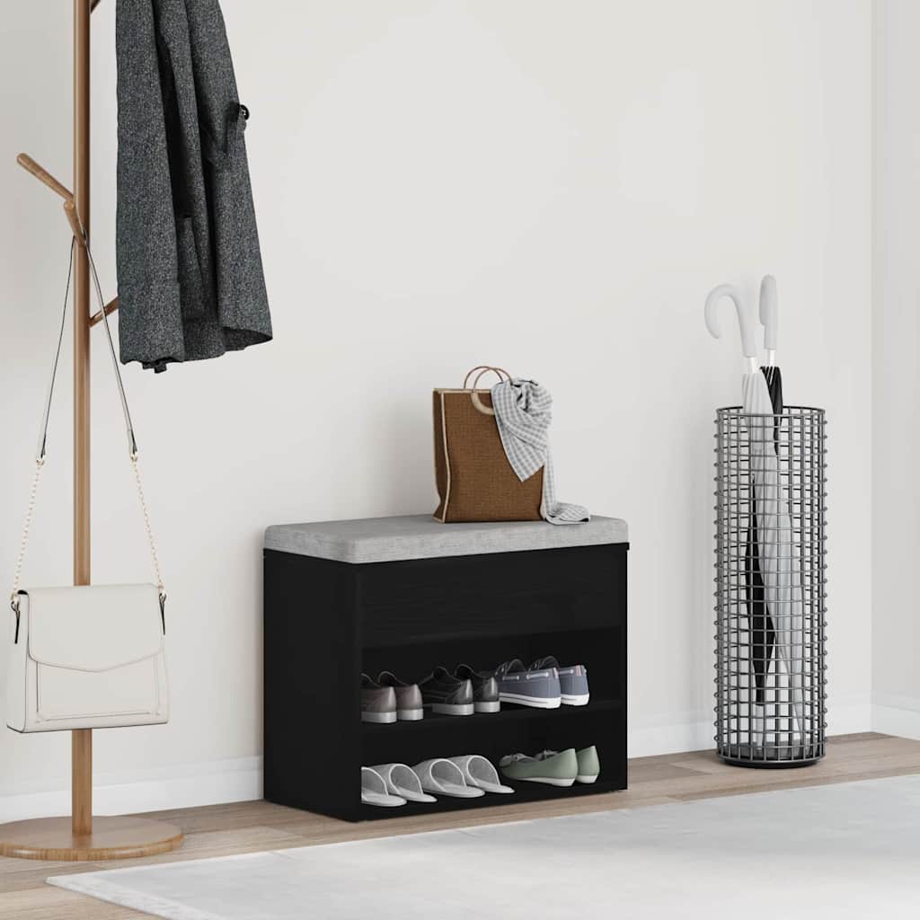 Cipőpad polcokkal tárolóval Musta tammi 60 x 30 x 45 cm Faanyag