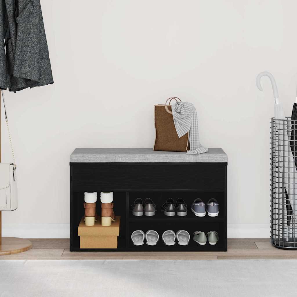 Cipőpad polcokkal tárolóval Musta tammi 80 x 30 x 45 cm Faanyag