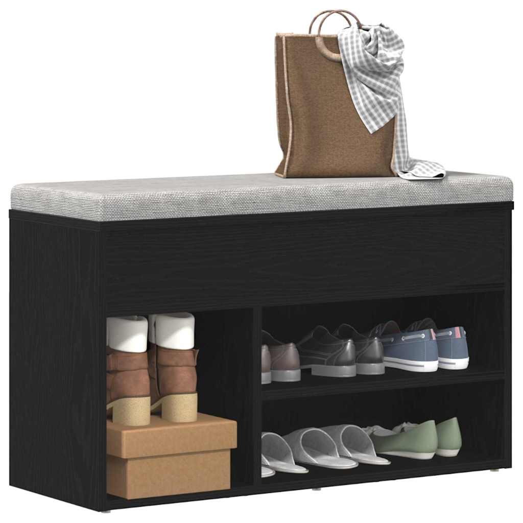 Cipőpad polcokkal tárolóval Musta tammi 80 x 30 x 45 cm Faanyag