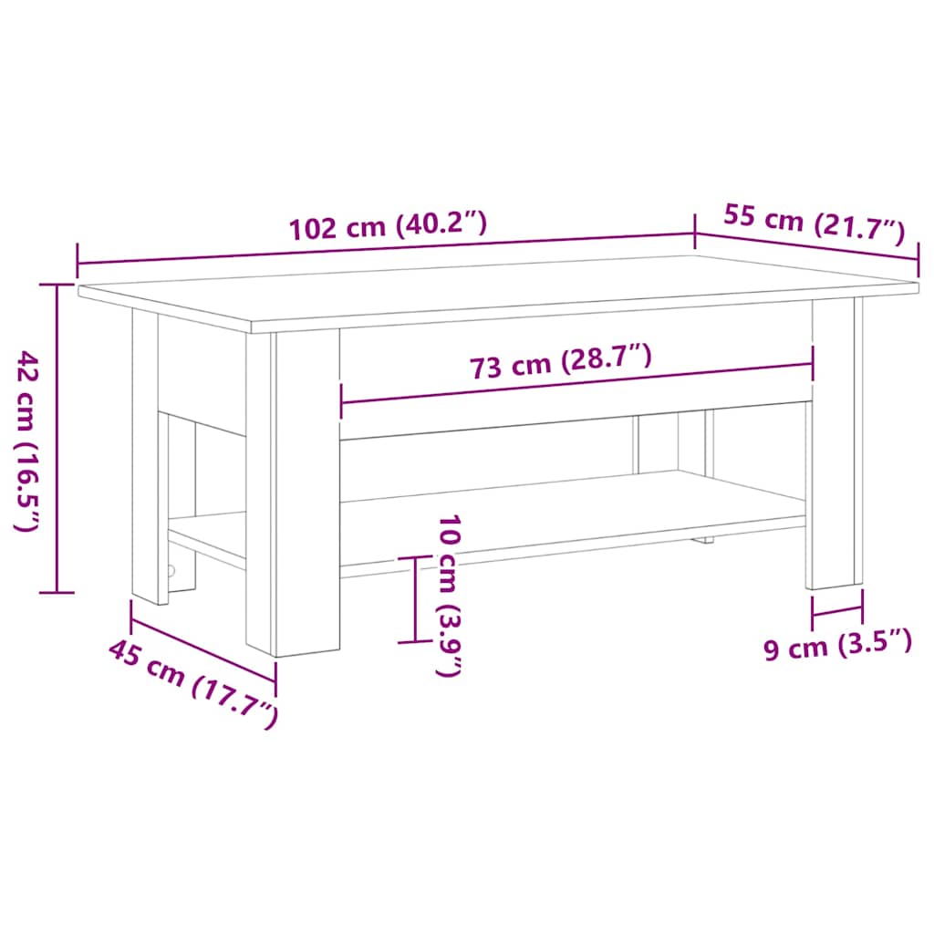 Dohányzóasztal Musta tammi 102 x 55 x 42 cm Faanyag