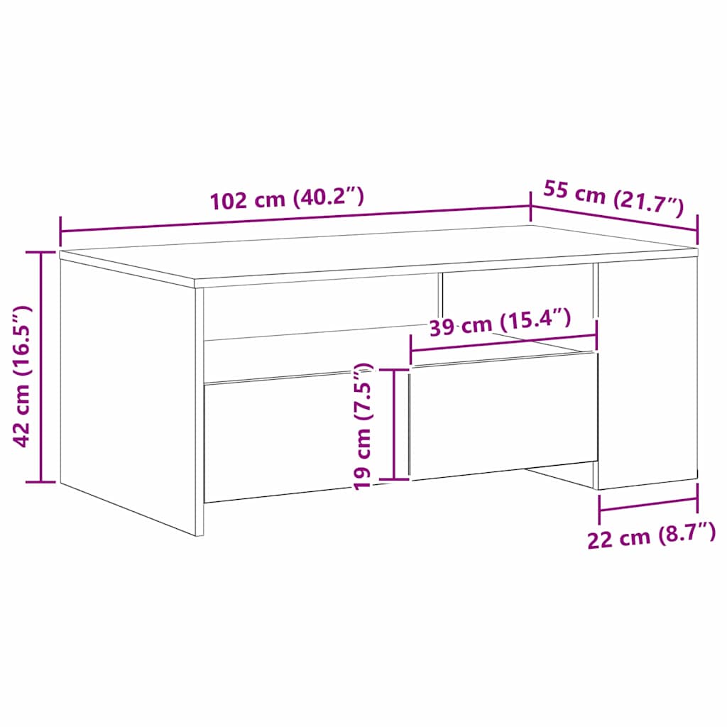 Dohányzóasztal Musta tammi 102 x 55 x 43.5 cm Faanyag