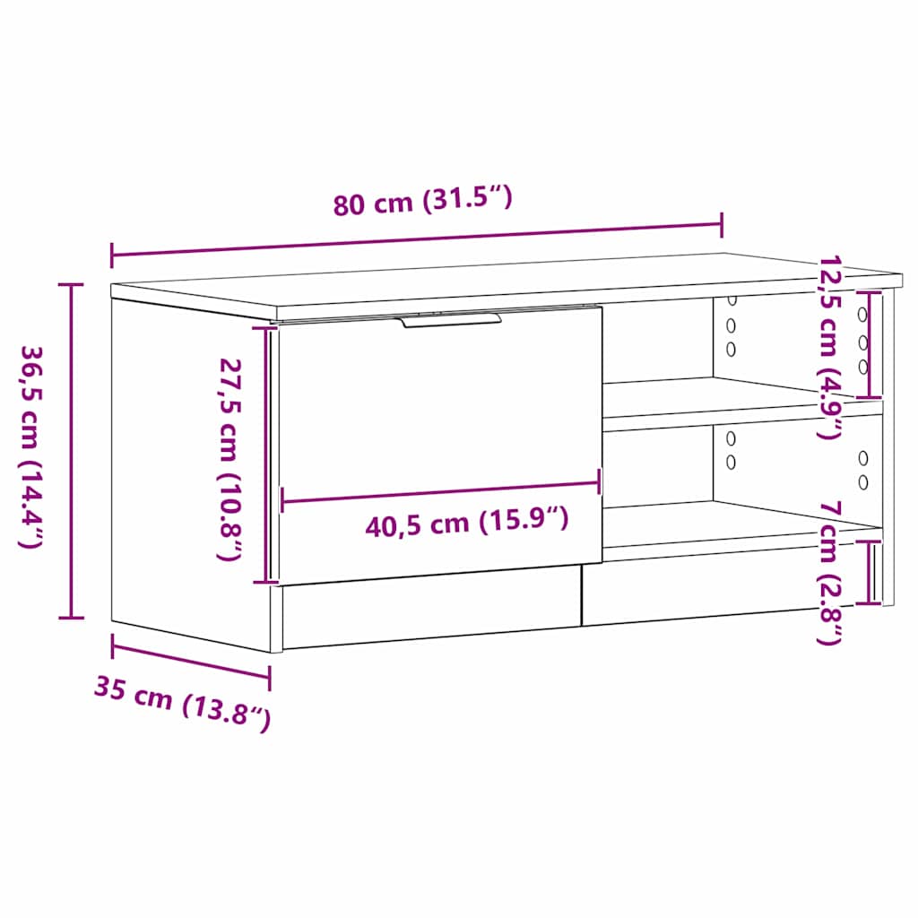 TV szekrény Fekete tölgy 80 x 35 x 36,5 cm Faanyag