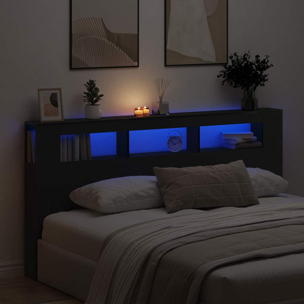 LED ágytámla Musta tammi 200 x 18.5 x 103.5 cm Faanyag